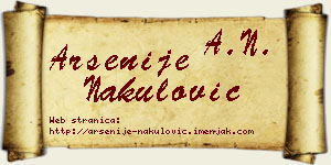 Arsenije Nakulović vizit kartica